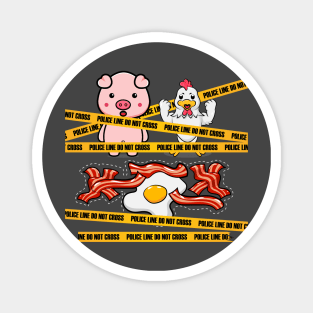 Police Line Do Not Cross Pig And Chicken Meat Lover Food Pun Magnet